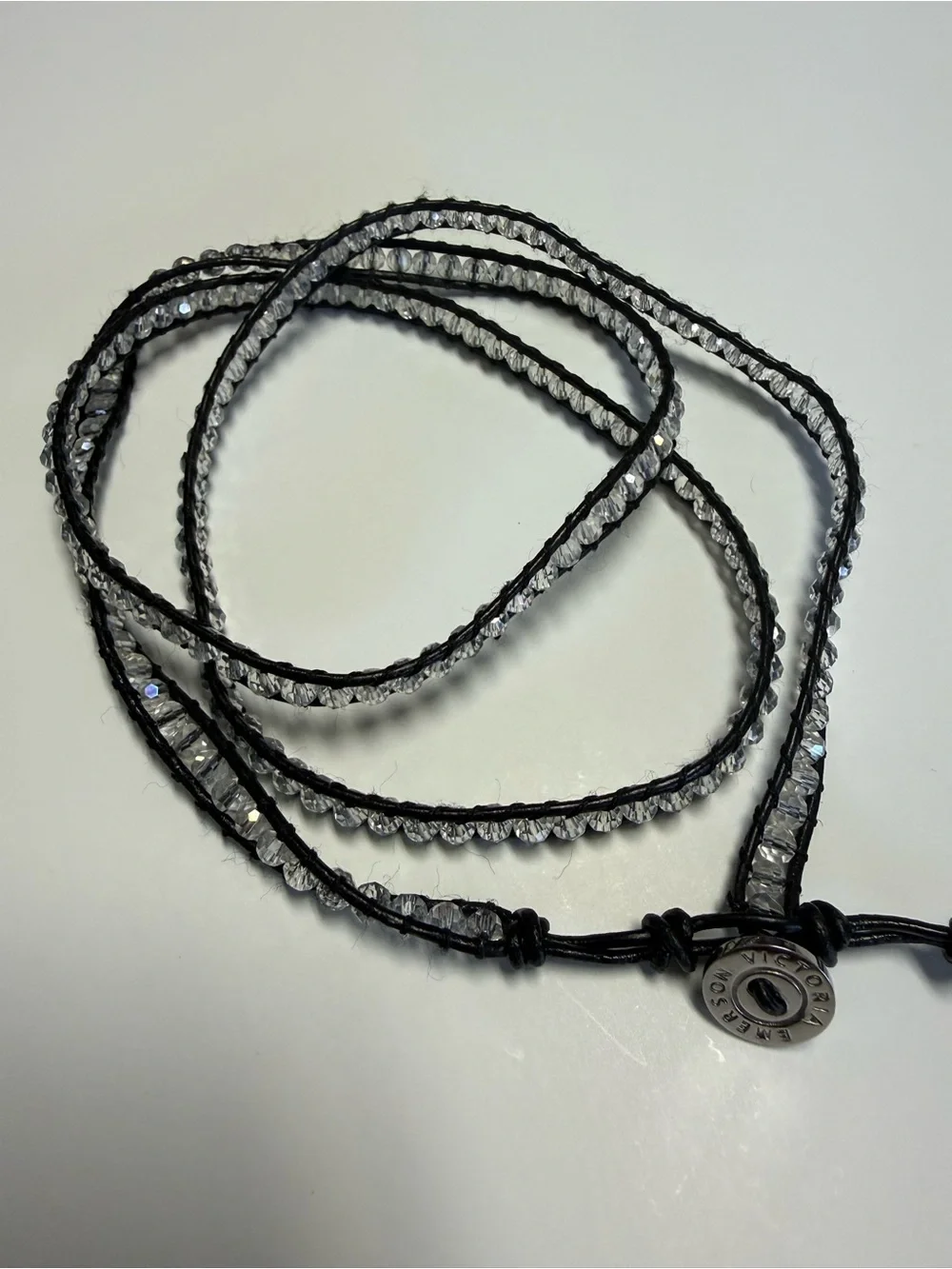 Crystal Beaded Wrap Bracelet Necklace - Black